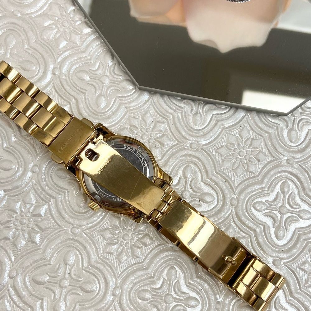 Michael Kors Mini Runway Crystal Accented Dial Gold-Tone Watch - Picture 15 of 16